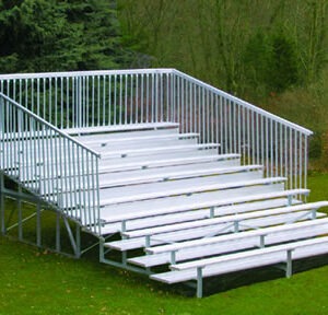 Ten-Row Bleacher w/ Vertical Guard Rail Enclosure - Sizes 15', 21' & 27'